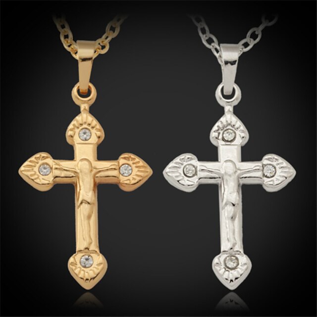  U7®Vintage Crucifix Cro Necklace  2 Colors Platinum /18K Real Gold Plated Pendant for Women Girls