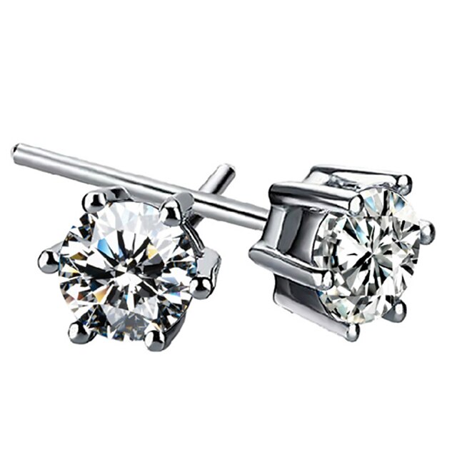  Femme Boucles d'oreille goujon Bijoux de Luxe Argent sterling Imitation Diamant Six Griffes Bijoux Pour