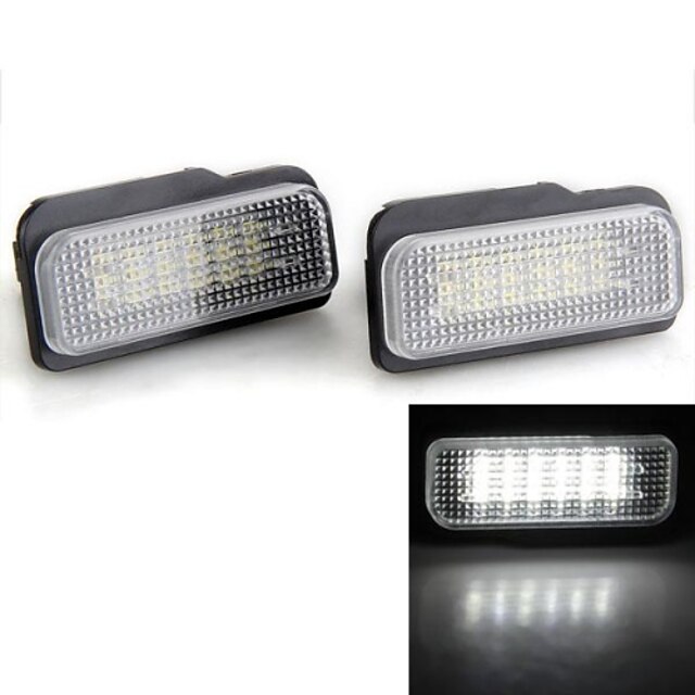  2 PCS White 18 LED 3528 SMD Number License Plate Lights Lamp Bulb for BENZ W203 W211