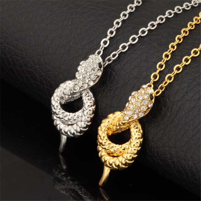  U7®Hot Sale Snake Charm Pendant Necklace 18K Real Gold Platinum Plated Rhinestone Crystal Jewelry Gift for Women