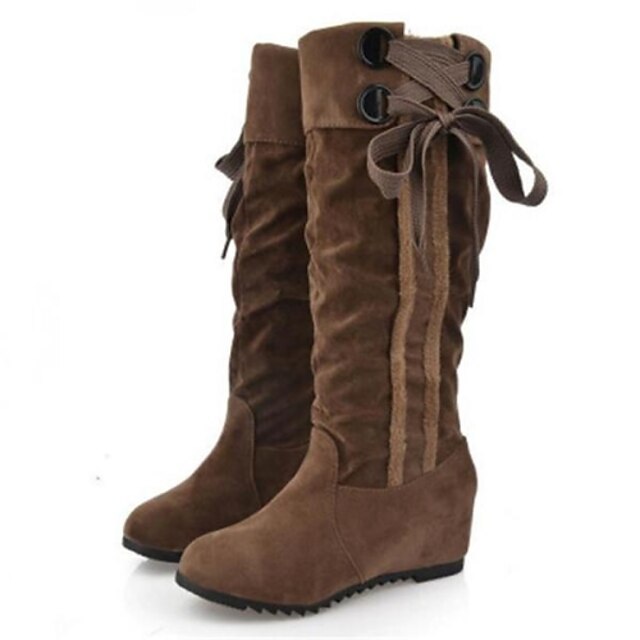  Dames Kunstleer Lente Herfst Winter Kantoor & Werk Formeel slouch boots Sleehak Zwart Bruin Khaki 7,5 - 9,5 cm