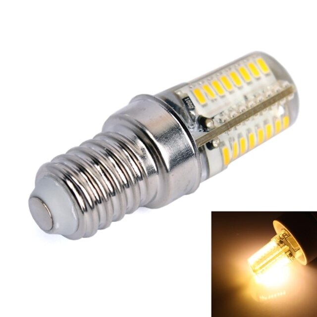  E14 3w 64x 3014 SMD 170lm 3000K teplá bílá světlo LED žárovka kukuřice (ac 90-240v)