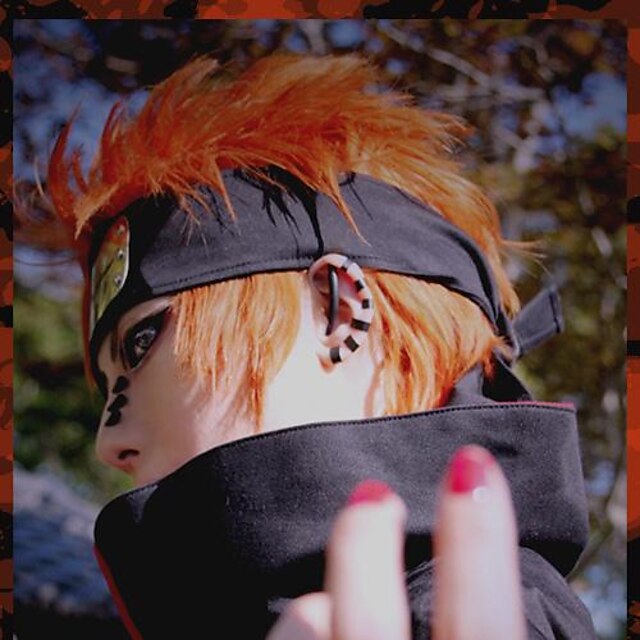  Naruto Cosplay Pelucas de Cosplay Hombre 14 pulgada Fibra resistente al calor Peluca de anime