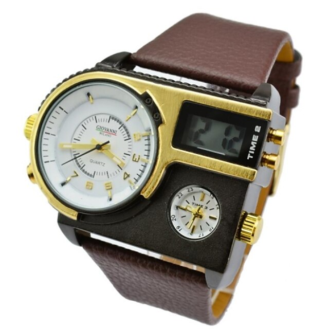 Fashion Men Military Watch Genuine Leather Hours Steel Case 30ATM Waterproof Sports Digital Watches (Assorted Color) Cool Watch Unique Watch