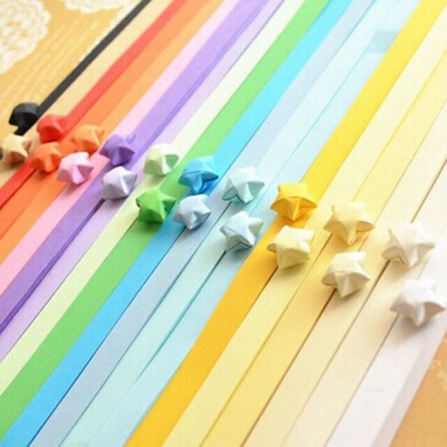  2 x 90 τεμ χρώμα φθορισμού origami τυχερό αστέρι υλικά (τυχαία χρώμα)