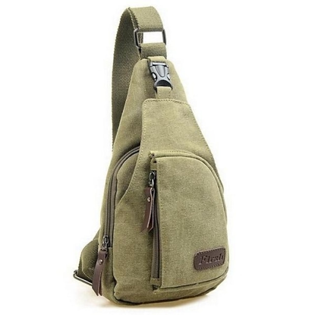  Men's Canvas Bag Messenger Bag Sling Shoulder Bag Chest Bag Canvas Daily Black Gray Army Green Khaki