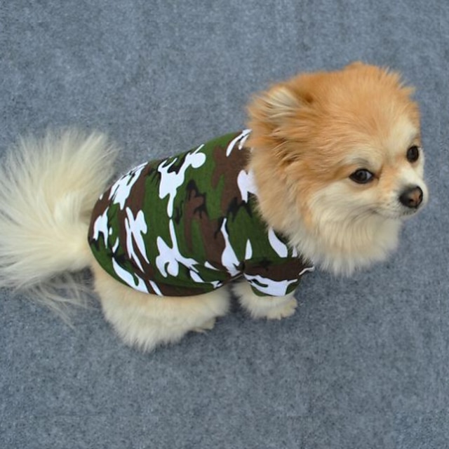  Cachorro Camiseta Roupas de cachorro camuflagem Fashion Roupas para Cães Roupas de cachorro Roupas de cachorro Verde Ocasiões Especiais para menina e menino cachorro Algodão XS S M L XL XXL
