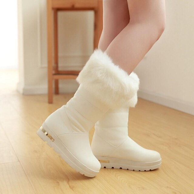  Women's Shoes Leatherette Spring Fall Winter Platform Mid-Calf Boots For Dress Black White