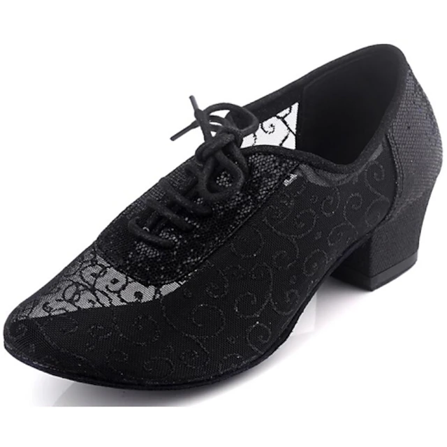 Women's Lace-Up Mesh Latin Dance Shoes with Low Chunky Heel – Breathable Performance Ballroom Practice Shoes for Beginners and Professionals 5