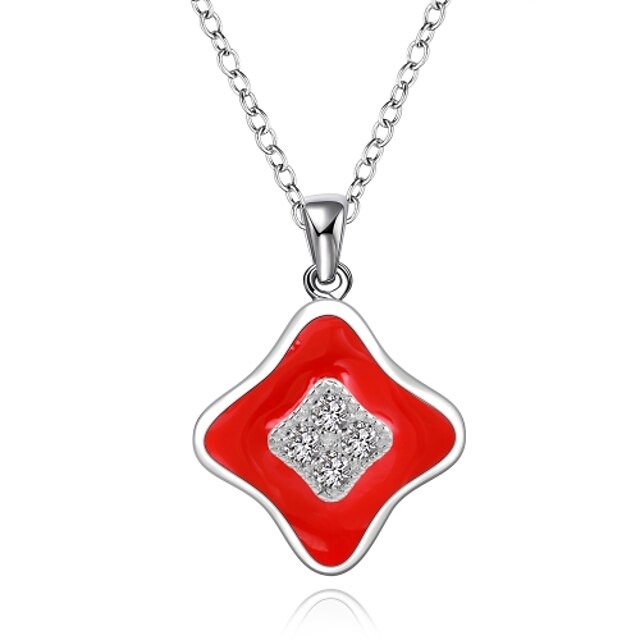  Kubikzirkonia - Sterling Silber, Kubikzirkonia Weiß, Schwarz, Rot Modische Halsketten Für Hochzeit, Party, Besondere Anlässe / Jahrestag / Geburtstag / Verlobung / Geschenk / Alltag