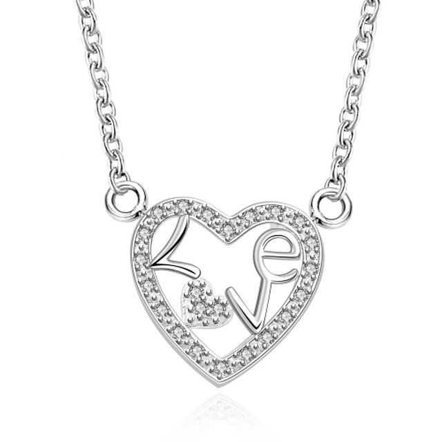  Damen Gestalten Liebe Modisch Halsketten Anhängerketten Anhänger Statement Ketten Synthetische Edelsteine Sterling Silber Zirkon