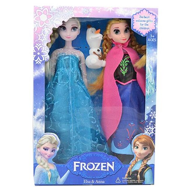  Sparkle Princess Elsa and Anna Vocal Olaf Snowman Doll (2pcs 14