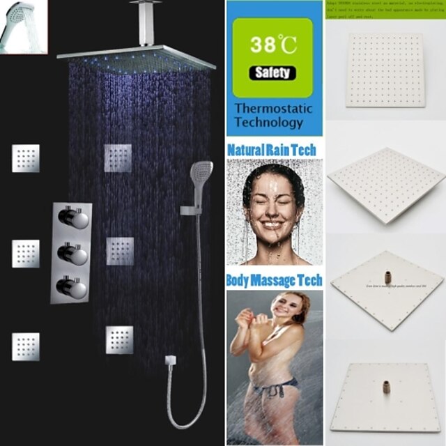  Brusebad Sæt - Regnfald Moderne Krom Vægmonteret Messing Ventil Bath Shower Mixer Taps