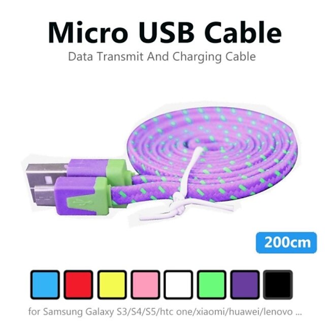  Micro-USB 2.0 Cabo Normal PVC Adaptador de cabo USB Para