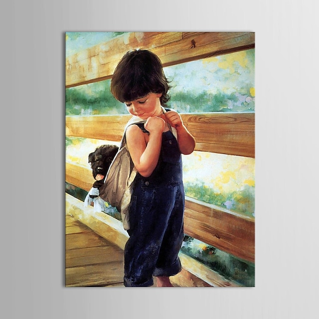  Oil Painting Hand Painted - People Comtemporary Canvas / Stretched Canvas