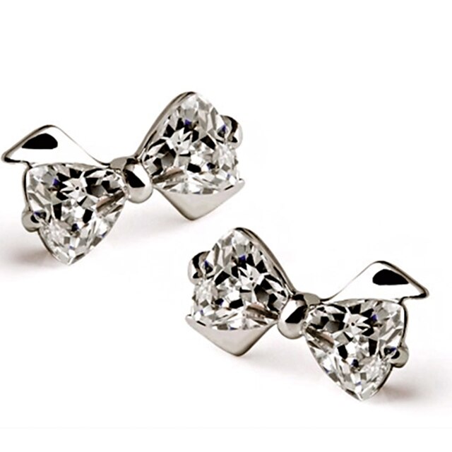  Damskie Kolczyki na sztyft luksusowa biżuteria Srebro standardowe Imitacja diamentu Bowknot Shape Biżuteria Na