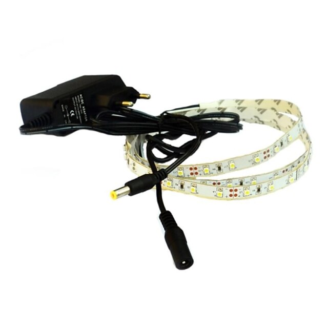  jiawen® 1m 4W 60x3528smd 6000-6500k branco tira conduzida flexível luz + poder 1a (ac 110-240v)