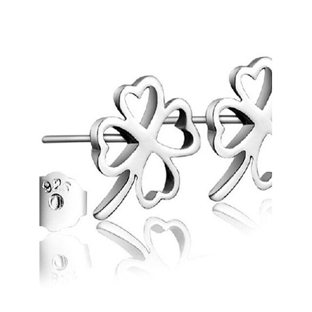  Women's Stud Earrings Sterling Silver Four Leaf Clover Jewelry For