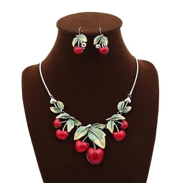  Senlan женщины целый набор красный вишни милый ожерелье и серьги