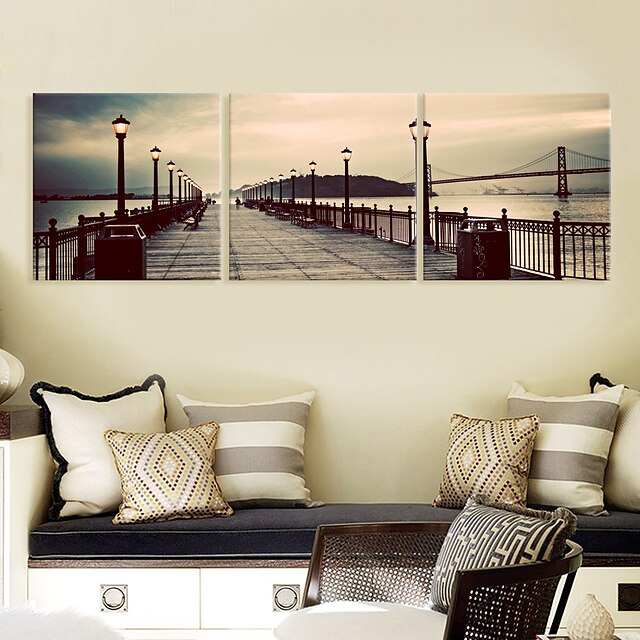  Stretched Canvas Art Landscape on the Bridge Set of 3