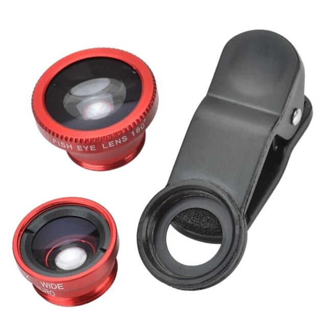  clip sur 180 ° lentille fish-eye 0.67x + grand angle lentille + micro lentilles + kit de lentille macro universelle