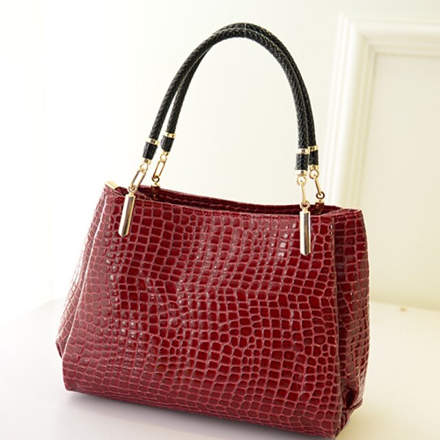  Women's Bags PU(Polyurethane) Tote / Shoulder Messenger Bag for Shopping / Casual / Formal Black / Red / Blue