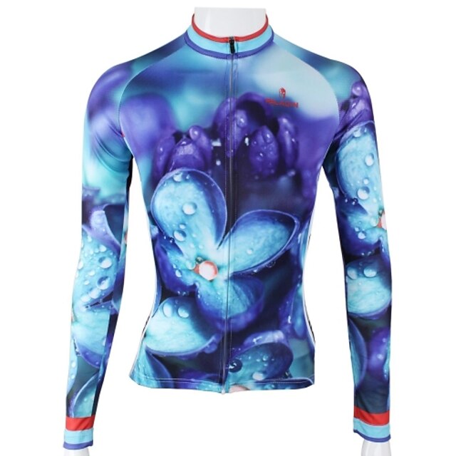  ILPALADINO Women's Long Sleeve Cycling Jersey Winter Purple Floral Botanical Plus Size Bike Breathable Quick Dry Sports Floral Botanical Mountain Bike MTB Road Bike Cycling Clothing Apparel