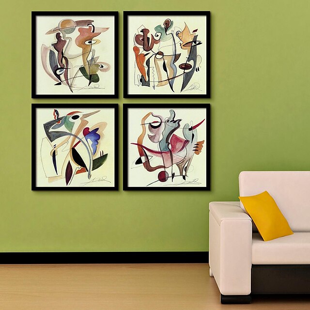  Abstract Character Framed Canvas Print Set of  4