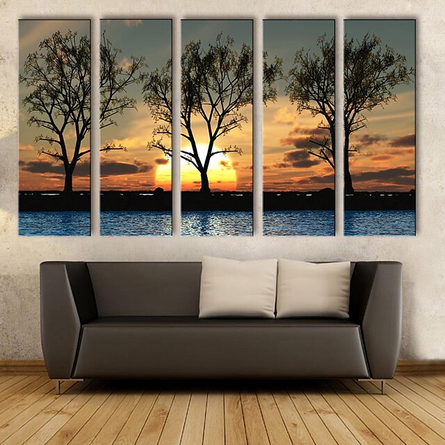  Stretched Canvas Art The Sunset Under The Shadows Of  Decorative Painting  Set of 5