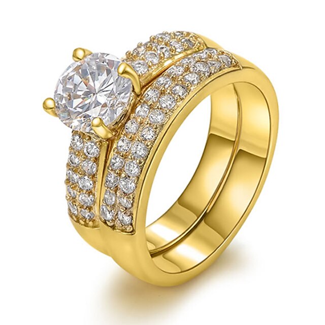  Statement Ring Diamant patiencespel Zirkonia Koper Gesimuleerde diamant Dames Europees Blinging 6 7 8 / 18K Goud