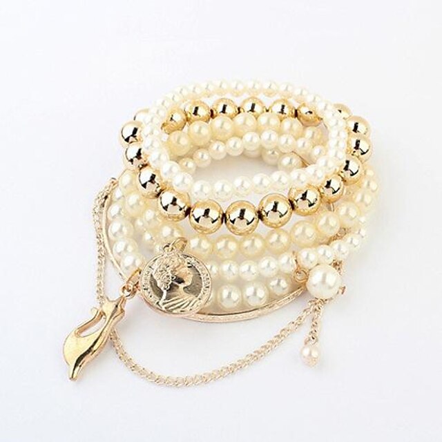  Charm Bracelet Stacking Stackable Ladies Casual Multi Layer Imitation Pearl Bracelet Jewelry White For Christmas Gifts