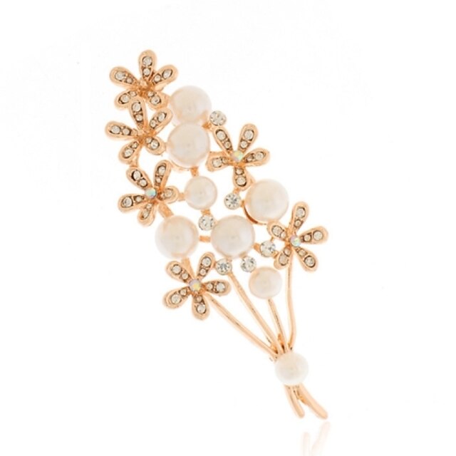  Women's Brooches Flower Ladies Fashion Imitation Pearl Brooch Jewelry Gold For Daily