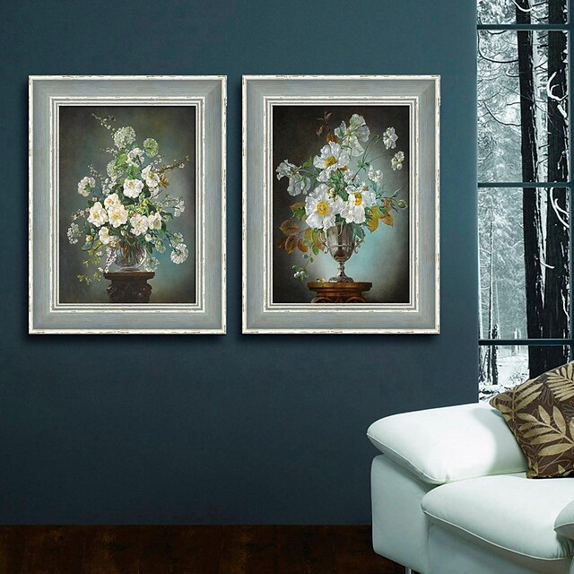  Floral/Botanic / Natură Statică Pânză Înrămată / Set Înrămat Wall Art,PVC Albastru Închis Fără Rogojină cu Frame Wall Art