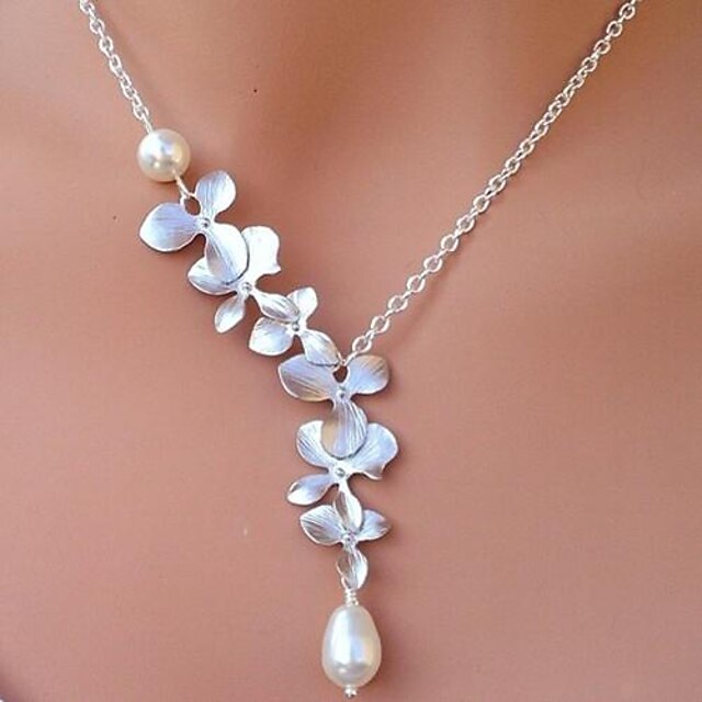  Pendant Necklace Pearl Necklace Pearl Imitation Pearl Alloy Silver Necklace Jewelry For Daily Casual