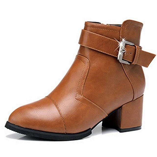  Γυναικεία παπούτσια - Μπότες - Φόρεμα - Χοντρό Τακούνι - Στρογγυλή Μύτη / Μοντέρνες Μπότες - Δερματίνη - Μαύρο / Καφέ