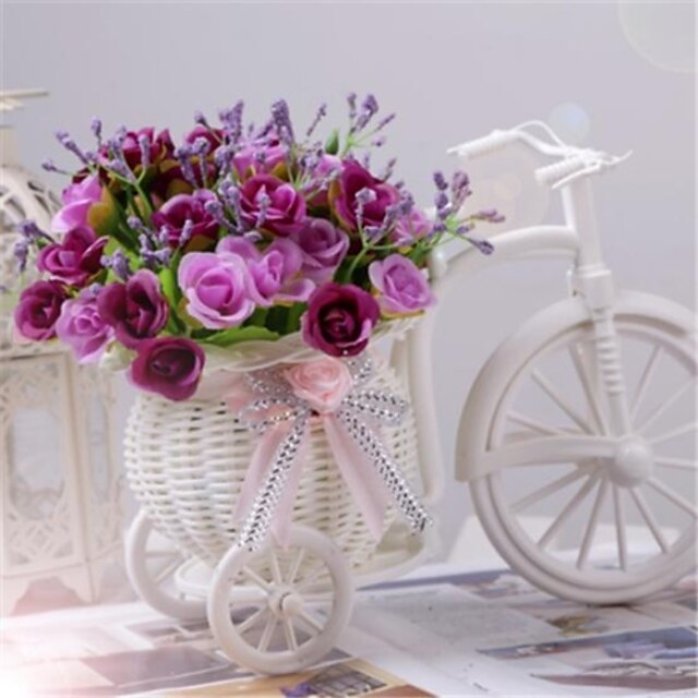  Ast Polyester Kunststoff Rosen Tisch-Blumen Künstliche Blumen