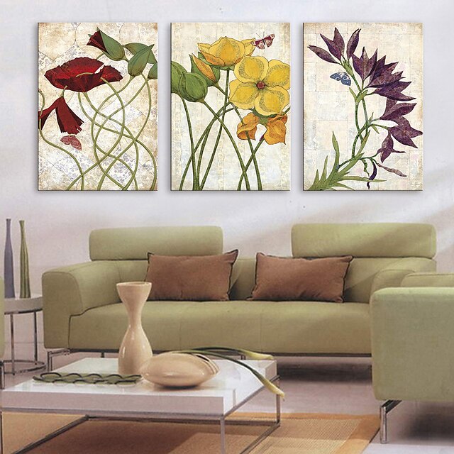  キャンバス地プリント キャンバスセット 植物の ３枚 横式 プリント 壁の装飾 ホームデコレーション