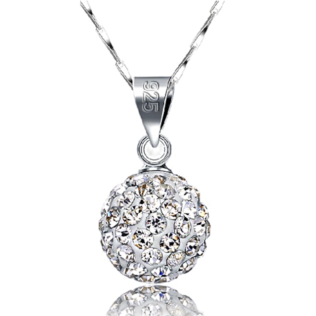  Pendant Necklace For Women's Wedding Casual Daily Sterling Silver Rhinestone Ball Pave Ball Silver