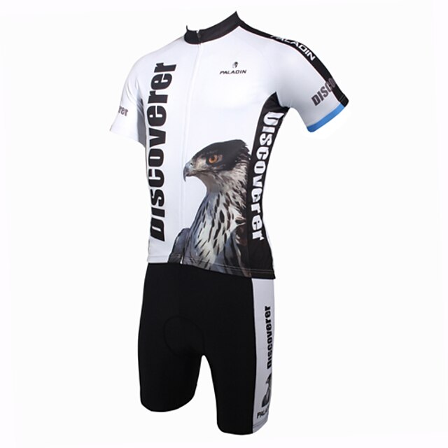 ILPALADINO Men's Cycling Jersey with Shorts Short Sleeve Mountain Bike MTB Road Bike Cycling Eagle Bike Clothing Suit Polyester Breathable Ultraviolet Resistant Quick Dry Back Pocket Sports Eagle
