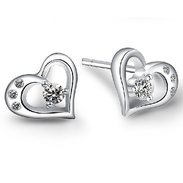 Dames Oorknopjes Liefde Luxe Sieraden Sterling zilver Gesimuleerde diamant Hartvorm Sieraden Voor