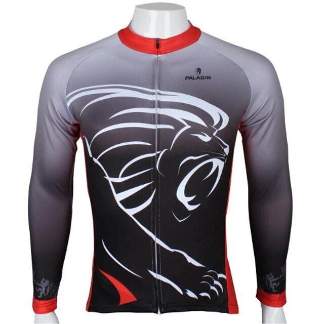  ILPALADINO Men's Long Sleeve Cycling Jersey Winter Cartoon Lion Animal Bike Jersey Top Mountain Bike MTB Road Bike Cycling Polyester Breathable Ultraviolet Resistant Quick Dry Sports Clothing Apparel