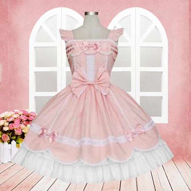  Sweet Lolita Dress Lolita Women's Dress Cosplay Sleeveless Medium Length Halloween Costumes