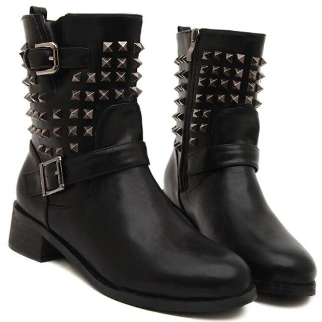  Women's Shoes Dazhongjie Round Toe Comfort Leather Boots with Rivet More Color Available