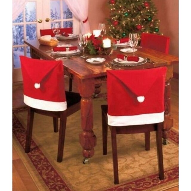  1pc Crăciun și decorațiuni de partid santa roșu pălărie scaun spate acoperă