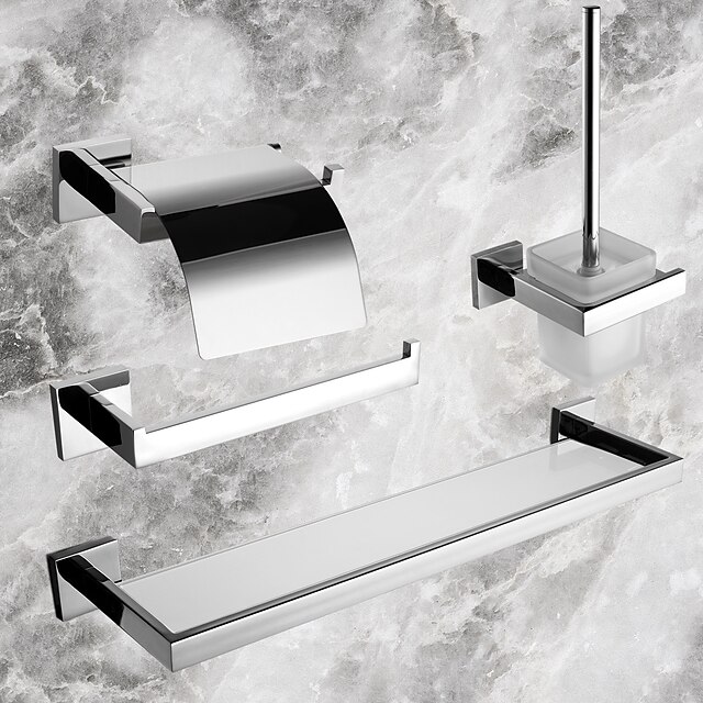 4-х частей коллекция ванна набор, современное зеркало полированной материал нержавеющая сталь, аксессуаров для ванной комнаты наборы