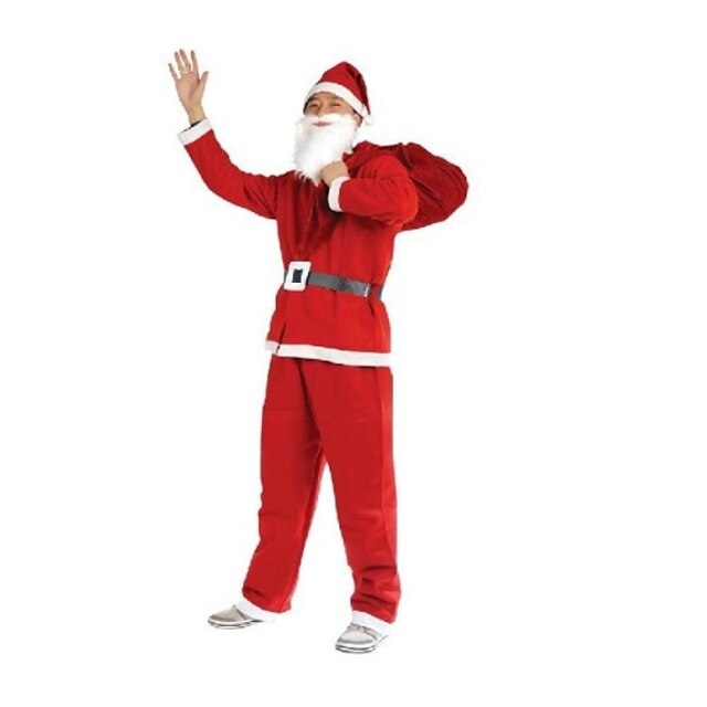  Cosplay Costume Party Costume Masquerade Santa Clothes Men's Christmas New Year Festival / Holiday Terylene Cotton Outfits Solid Colored