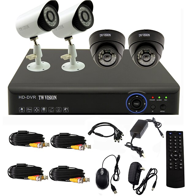  twvision® 4ch 2x dvr canal 960H hdmi cctv al aire libre sistema de cámaras de seguridad de interior 800tvl 2x