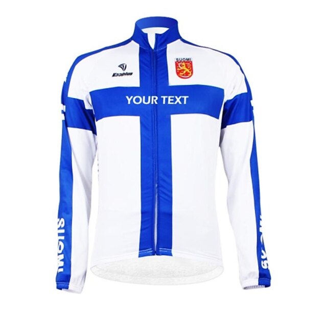  Customized Cycling Clothing Men's Women's Unisex Long Sleeve Cycling Jacket - Text Color 8# Text Color 9# Text Color 10# National Flag Bike Jersey, Thermal / Warm, Fleece Lining, Breathable