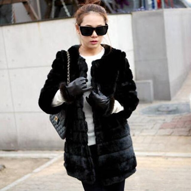  ICED™ Women's Fashion Slim Faux Fur Coat