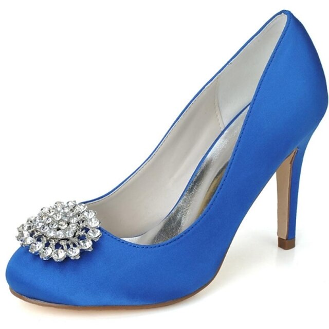  Femme Chaussures Satin Printemps Eté Talon Aiguille pour Mariage Soirée & Evénement Argenté Bleu Violet